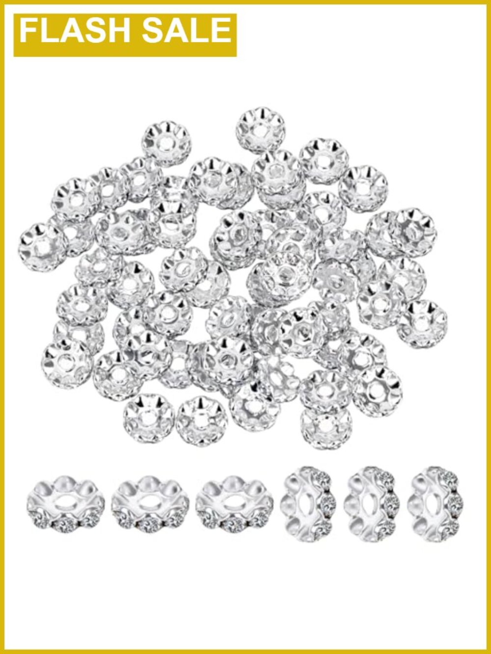 100 Rhinestone Spacer Beads 12mm Iron Glass Shiny DIY Jewelry Making